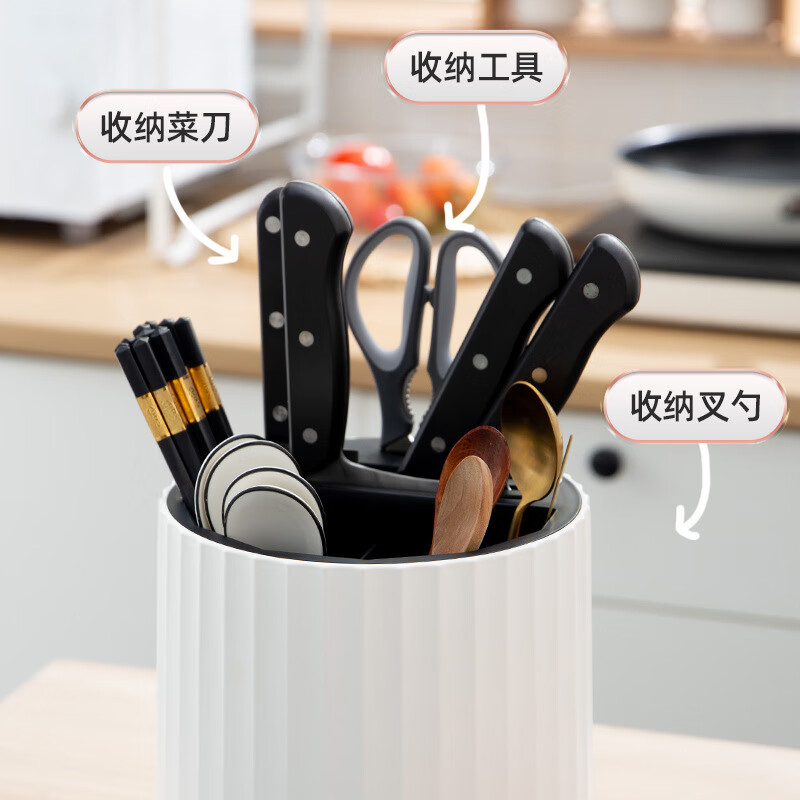 Jidaocook Rotating Kitchen Knife Rack Storage Rack Knife Storage Kitchen Knife Integrated Countertop Chopstick Bucket Chopstick Cage 360 ​​Rotating Gray