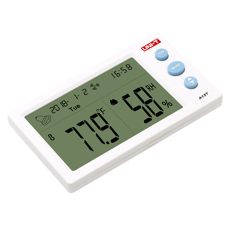 UNI-T A13T household digital display temperature and humidity meter high-precision multi-function large screen clock alarm clock indoor thermometer