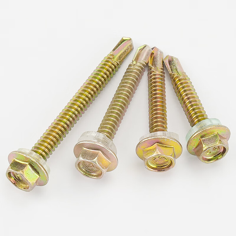 Hasdick Beijing warehouse delivery HK-12 color zinc external hexagonal self-tapping self-drilling screws drill tail dovetail screws wood screws and tile nails M4.8*30 (100 pcs/pack)