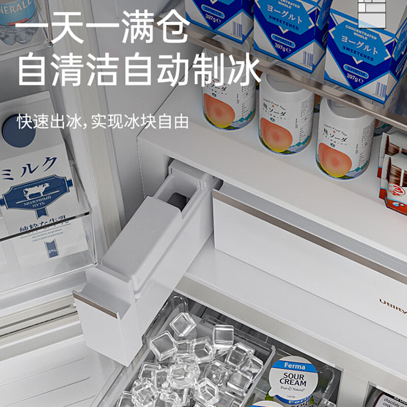 Panasonic 510-liter cross-door refrigerator, zero built-in 2 times larger freezer, self-cleaning automatic ice making NR-ED51CBA-W