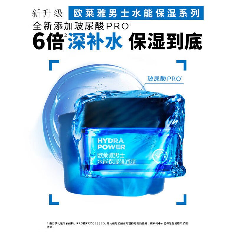 L'Oreal Men's Hyaluronic Acid Moisturizing Cream 50ml 6 times deep hydrating non-greasy lotion cream men's skin care products