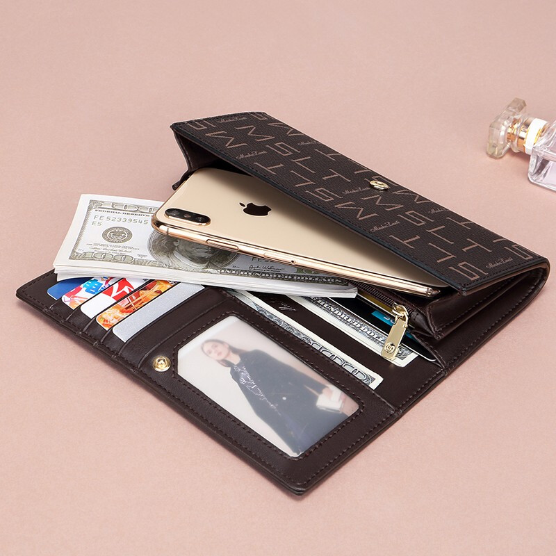 MashaLanti (MashaLanti) Women's Wallet 2025 New Hand-held Card Holder Women's Coin Purse Light Luxury Mom Bag Birthday Gift for Girlfriend Brown-New Fashion Model Brown Lining