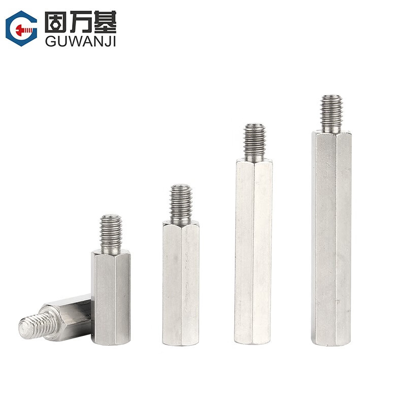 Guwanji 304 stainless steel single-head hexagonal stud single-pass support isolation column chassis motherboard copper column screw connection column M4x16+6 5 pieces