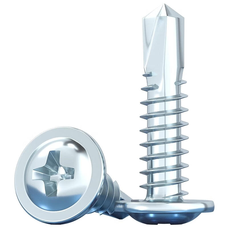 Fengji national standard hardened galvanized large flat head cross drill tail screws round head with pad washer self-drilling self-tapping dovetail screws 4.2*16 (100 pieces) carbon steel