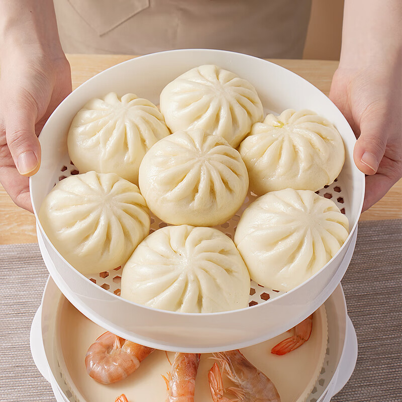 Baijie double-layer microwave steamer can add water steaming box microwave heating special utensil container steamer