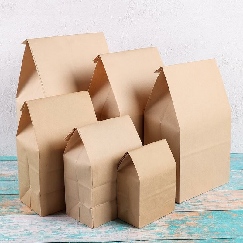 Mr. Jane food grade kraft paper bag bread packaging refrigerator storage burger barbecue takeaway oil-proof disposable packaging bag No. 2 bag 9*5.5*18cm 50 pieces