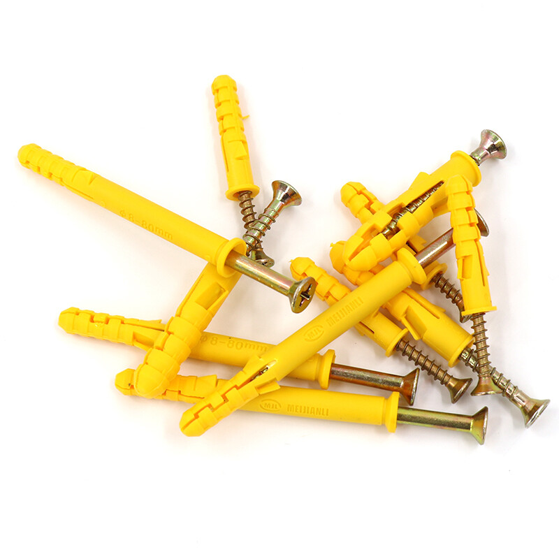 Hasdick Beijing warehouse delivery small yellow croaker plastic expansion tube expansion screw rubber plug bolt expansion plug self-tapping screw set 10*80mm 50 sets