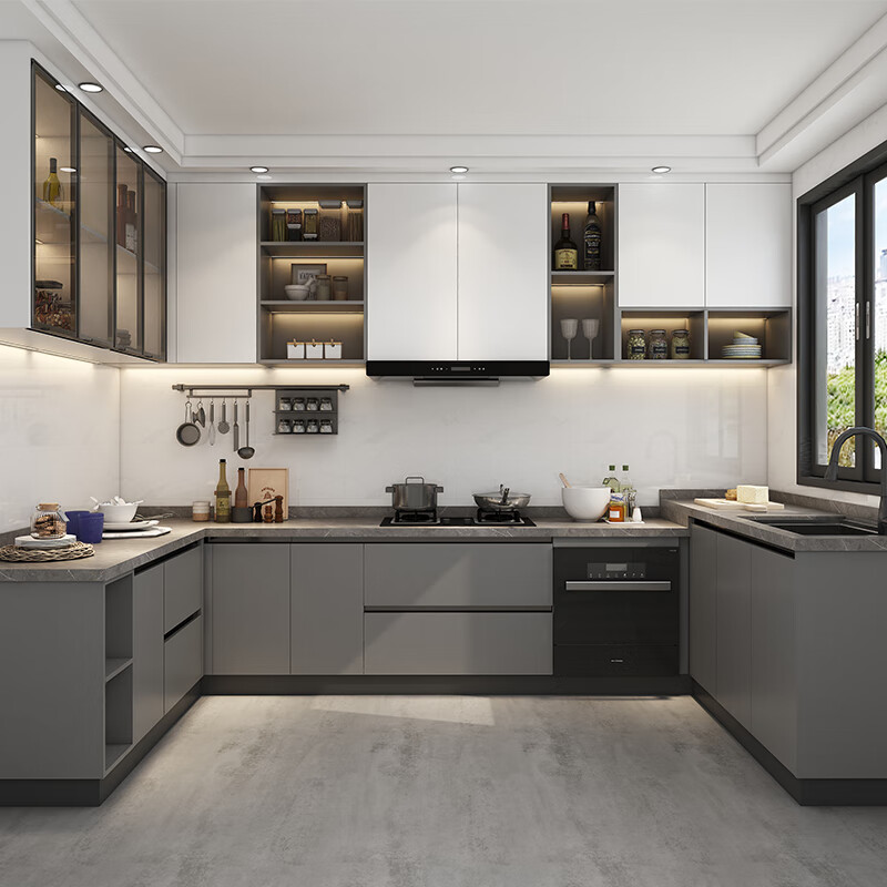 PIANO kitchen cabinets, stove, integrated quartz stone countertops, cabinets, whole house customization, whole cabinet customization, customization prepayment