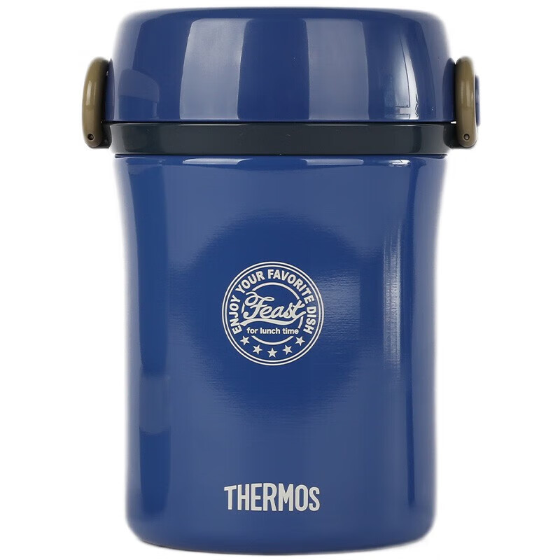 THERMOS Insulated Lunch Box Stainless Steel Children and Students Lunch Bucket Outdoor Insulated Lunch Box Fresh Food Can TCBC-801 JBC-800 Ocean Blue 690ml
