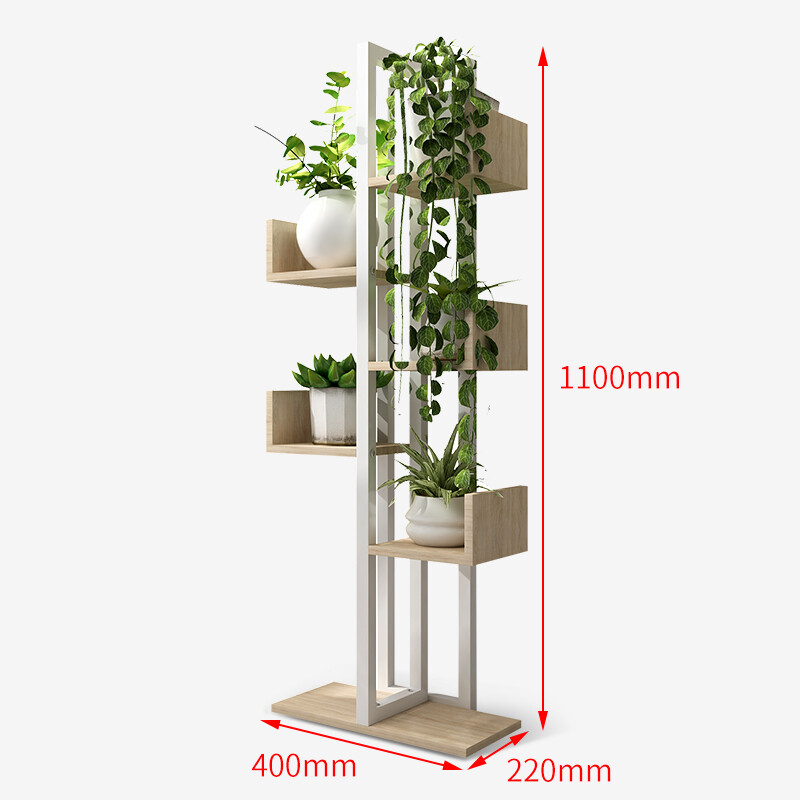 Shuali bookshelf tree-shaped multi-layer storage flower pot rack balcony flower rack six-layer primary color SL17102Z