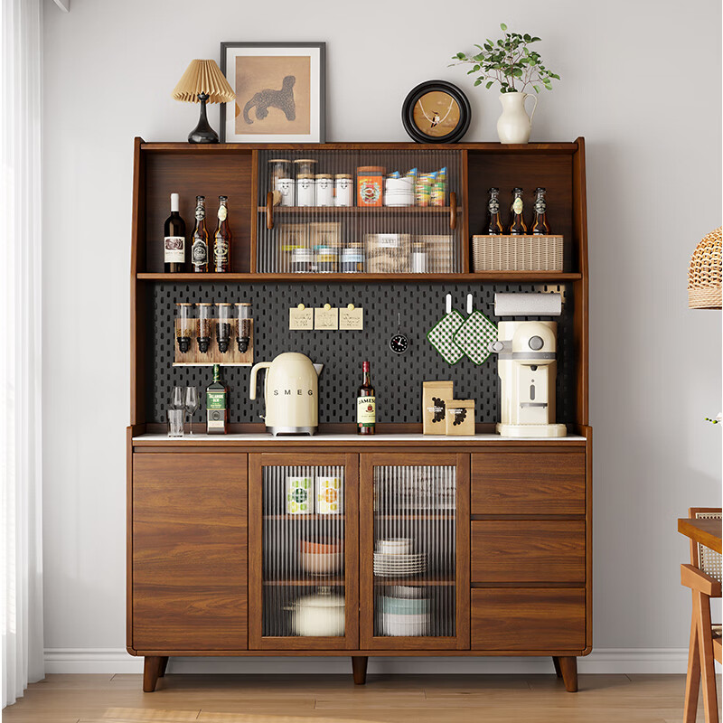 Mexueer customized sideboard against the wall integrated storage cabinet double-layer multi-functional wine cabinet storage cabinet new Chinese tea cabinet cabinet all solid wood lower cabinet 100CM long imported antibacterial slate