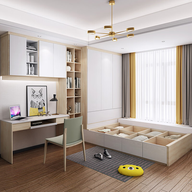Sophia tatami bed, storage box, bed and wardrobe integrated, second bedroom study, teen room lift desk, bed cabinet customization, privilege deposit
