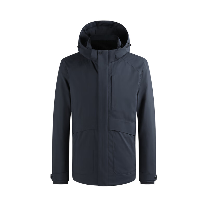 Youngor Down Jacket Goose Down Warm Hooded Detachable Stand Collar Windproof Jacket Navy Blue 165/88A
