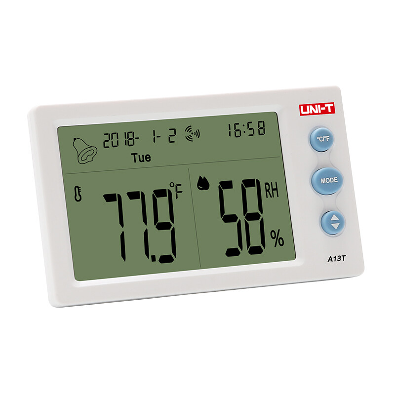 UNI-T A13T household digital display temperature and humidity meter high-precision multi-function large screen clock alarm clock indoor thermometer