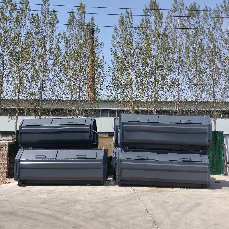 Hook-arm garbage bin outdoor 3 cubic meters 5 cubic meters 8 square sanitation property large trailer unloading garbage transfer box manufacturer special hook-arm garbage bin (two universal wheels)