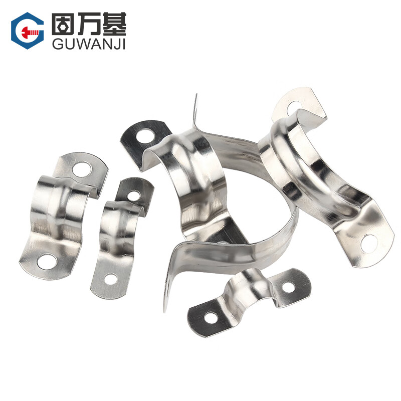 Guwanji 304/201 stainless steel pipe clamp riding pipe bracket pipe buckle hose clamp water pipe clamp U-shaped pipe clamp hoop M20 20 pieces 304 material
