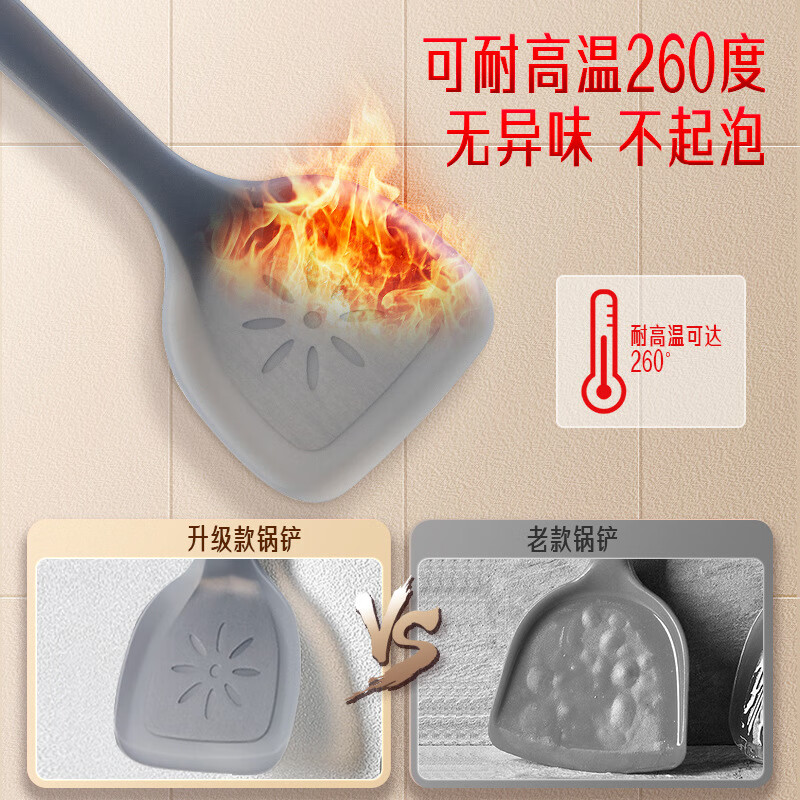 Sansi Steel (SSGP) transparent silicone spatula for household use, high temperature resistance, special cooking spatula, imported spatula, No. 1 Member Store