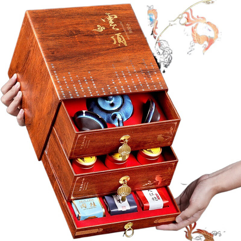 Chajin Junmei black tea Dahongpao Tieguanyin tea gift box high-end gift giving Douyin Kuaishou one generation Royal product of the world Tieguanyin