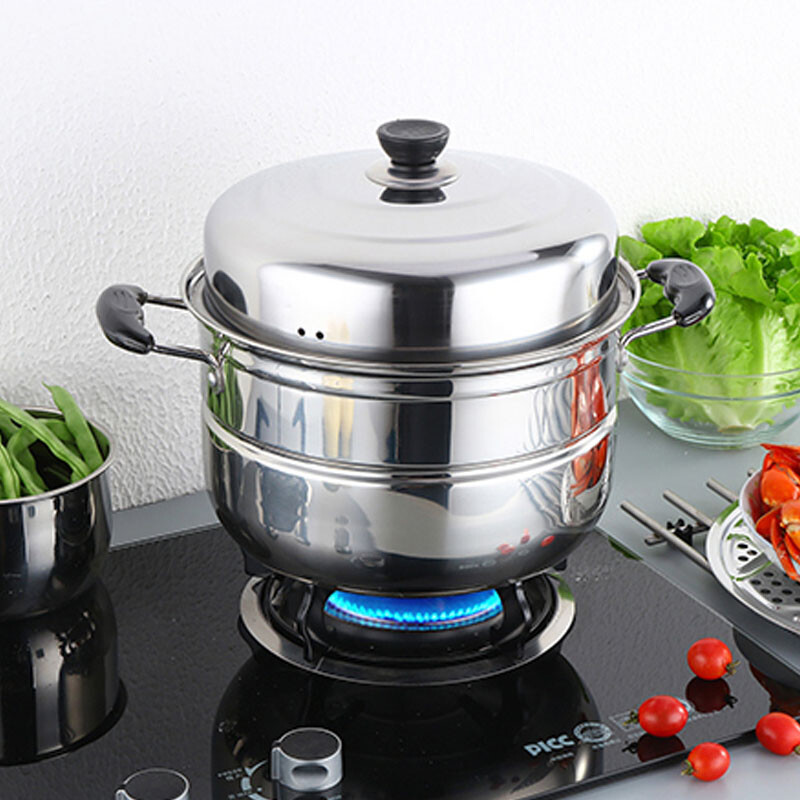 Tiger God steamer 30cm stainless steel steamer steamer antimony pot stuffy pot multi-layer large thickened steamer steamer soup pot household