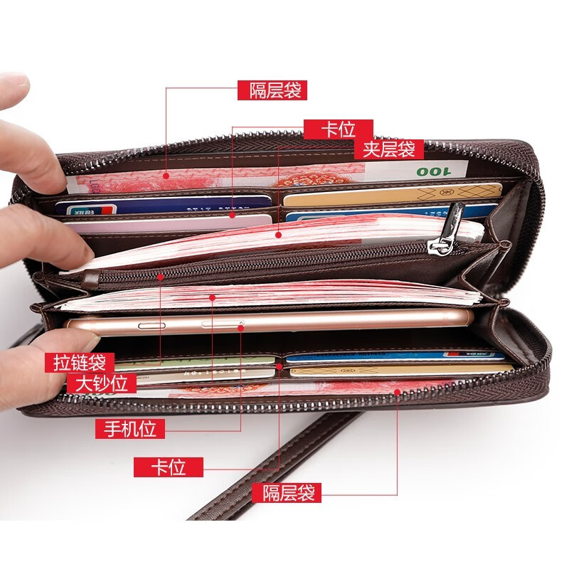 Sephoron 2026 New Ethnic Style Genuine Leather Zipper Wallet Women's Long Large Capacity Mobile Phone Hand Wallet Soft Cowhide Lotus