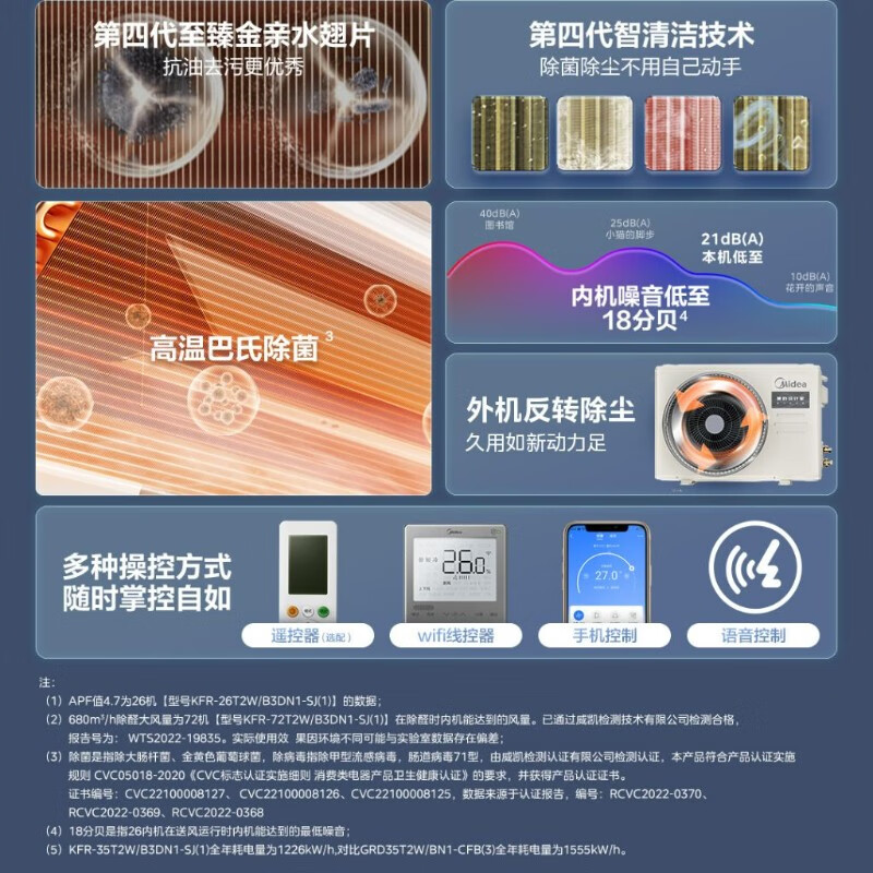 Midea central air conditioner 0 yuan reservation for free door-to-door survey Designer duct machine household one-to-one embedded air conditioner cooling and heating frequency conversion first-level energy efficiency dedicated to formaldehyde removal 2 horses first-level energy efficiency formaldehyde removal