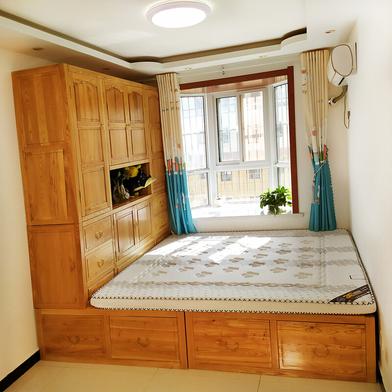 Luban Yimu Tatami Bed Elm All Solid Wood Tatami Customized Box Bed Wardrobe Box Bed Customized Bedroom Furniture High Box Bed/Per Square
