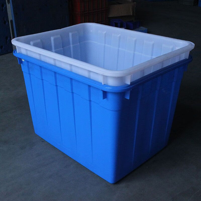 Extra large plastic fish tank bucket rectangular water storage box thickened aquaculture turnover 614 water tank without cover 670*485*380 default blue