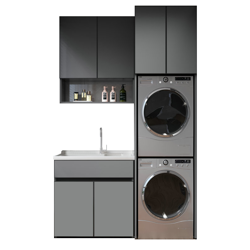 Muxia Jingnian double-layer washing machine cabinet, integrated washing machine and dryer combination cabinet, stacked balcony cabinet, double-position customization, combination five