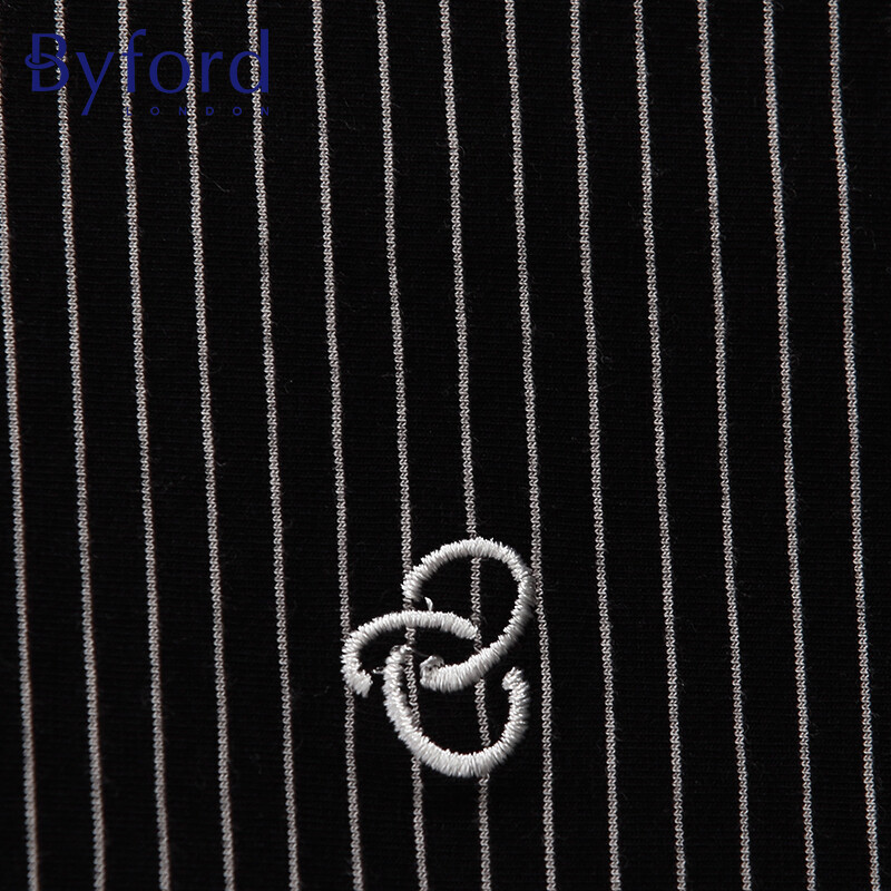 BYFORD men's striped basic base shirt V-neck short-sleeved T-shirt stretch underwear men's top MW7606 black L