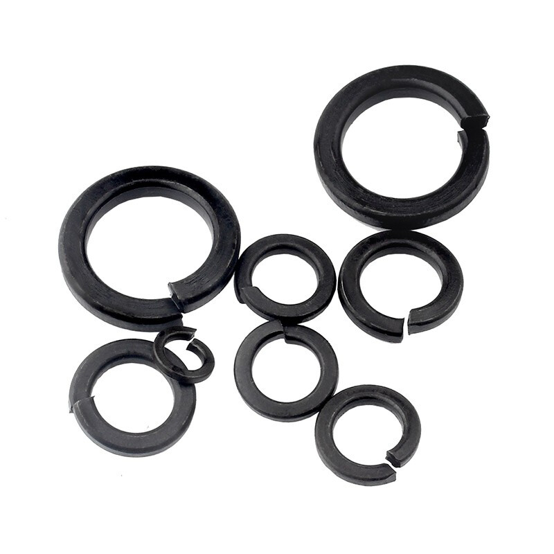 Guwanji 8.8 grade iron black thickened open elastic washer widened spring washer flat washer elastic washer flat washer national standard M16 50 pieces 8.8 grade black