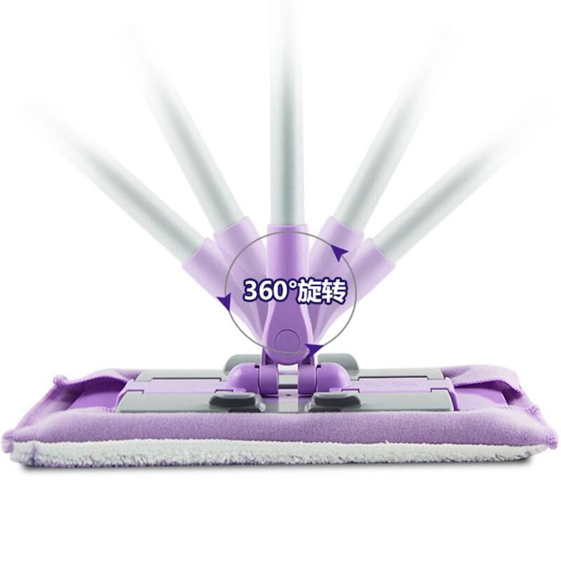 Miaojie flat mop, clip cloth 34cm, total 1 cloth, rod length 129cm, household mop floor mop for lazy people