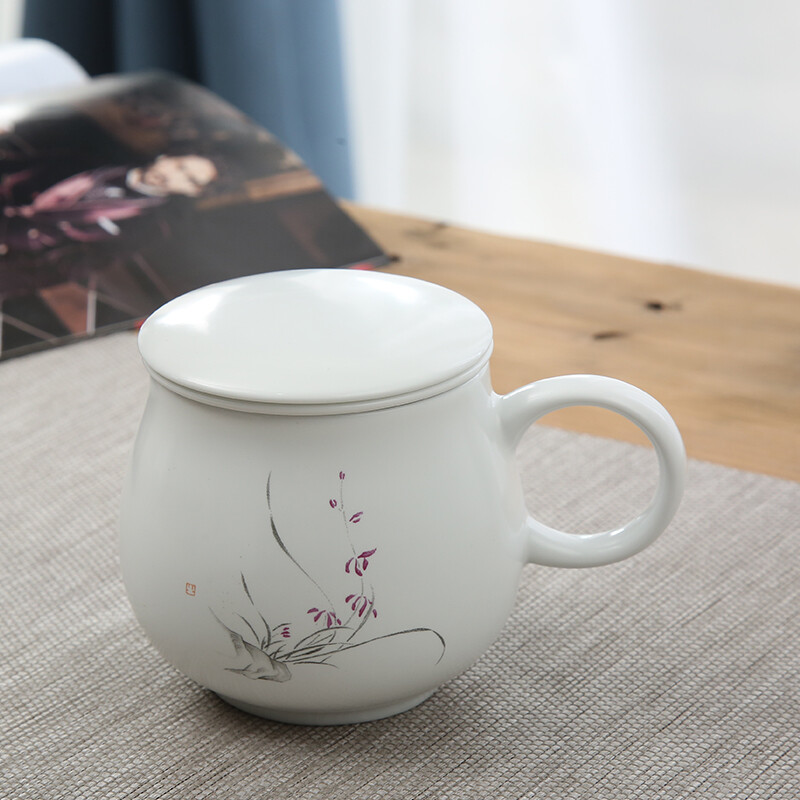 Enjoy The Gift Hand Painted Teacup Ceramic Cover Filter Office Tea Enjoy The Gift Hand Painted Teacup Ceramic Cover Filter Office Tea Set Jingdezhen Cup Master Mug Men And Women Purple Gl Safe