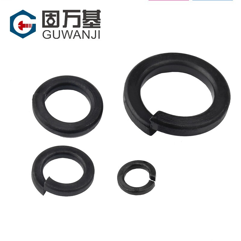 Guwanji 8.8 grade iron black thickened open elastic washer widened spring washer flat washer elastic washer flat washer national standard M16 50 pieces 8.8 grade black