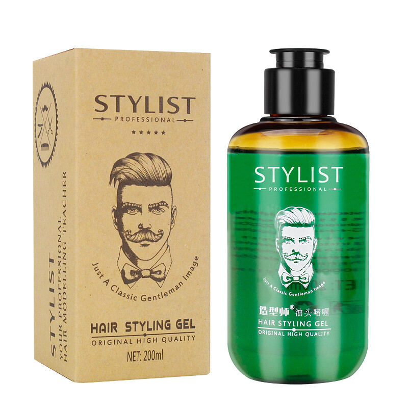 Stylist Retro Gentleman Oil Head Gel Cream Men's Strong Shaping and Styling Big Back Hair Gel Extra Hard Long-lasting Odorless and Refreshing 200ml