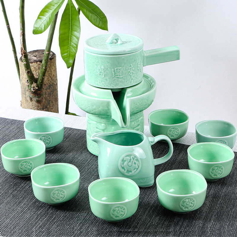 Lazy Tea Set Semi Fully Automatic Creative Stone Sets To Lazy Tea Set Semi Fully Automatic Creative Stone Sets To Operate Celadon Ceramic Ceremony Teapot Teacup Fair Cup Kung Fu Home