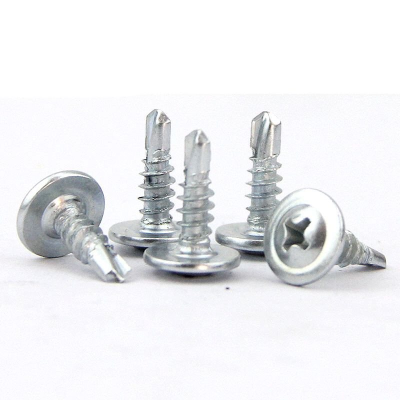 Haodong galvanized large flat head drill tail screw with pad self-tapping self-drilling screw Tievas flat round head dovetail wire M4.2M4.8 M4.2*13 (about 645 pieces per kilogram)