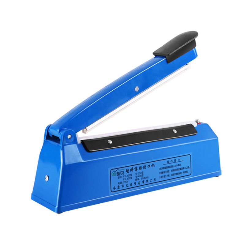 Kubei sealing machine hand-pressed plastic bag film tea aluminum foil bag small household sealer Chinese medicine non-woven heat sealing machine sealing fresh-keeping packaging bag moon cake sealing automatic 20cm blue sealing machine 2 mm + 5 sets of heating wire high temperature cloth