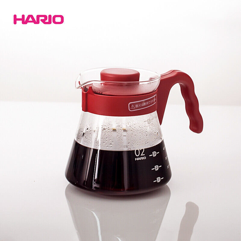 HARIO Japanese hand brewing coffee set grinder hand brewing pot set home hand grinder coffee powder grinder gray and white set 1-4 servings + red grinder