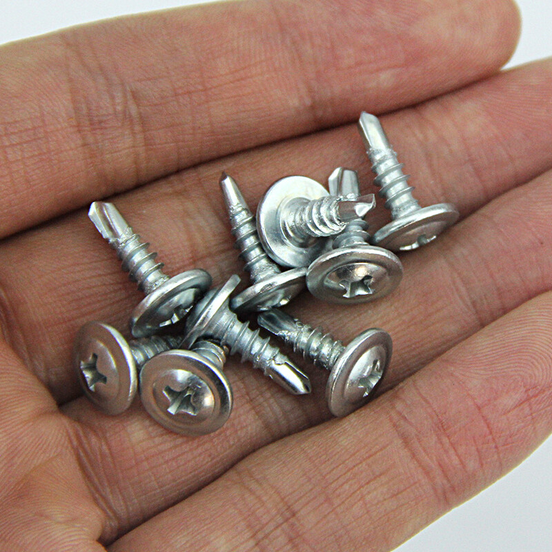 Haodong galvanized large flat head drill tail screw with pad self-tapping self-drilling screw Tievas flat round head dovetail wire M4.2M4.8 M4.2*13 (about 645 pieces per kilogram)