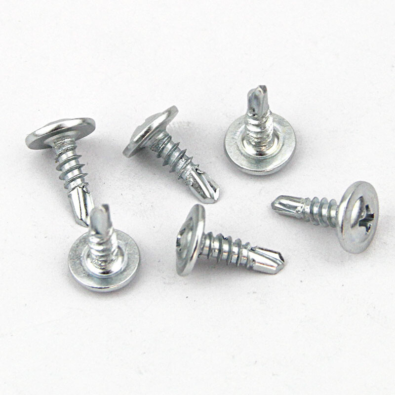 Haodong galvanized large flat head drill tail screw with pad self-tapping self-drilling screw Tievas flat round head dovetail wire M4.2M4.8 M4.2*13 (about 645 pieces per kilogram)