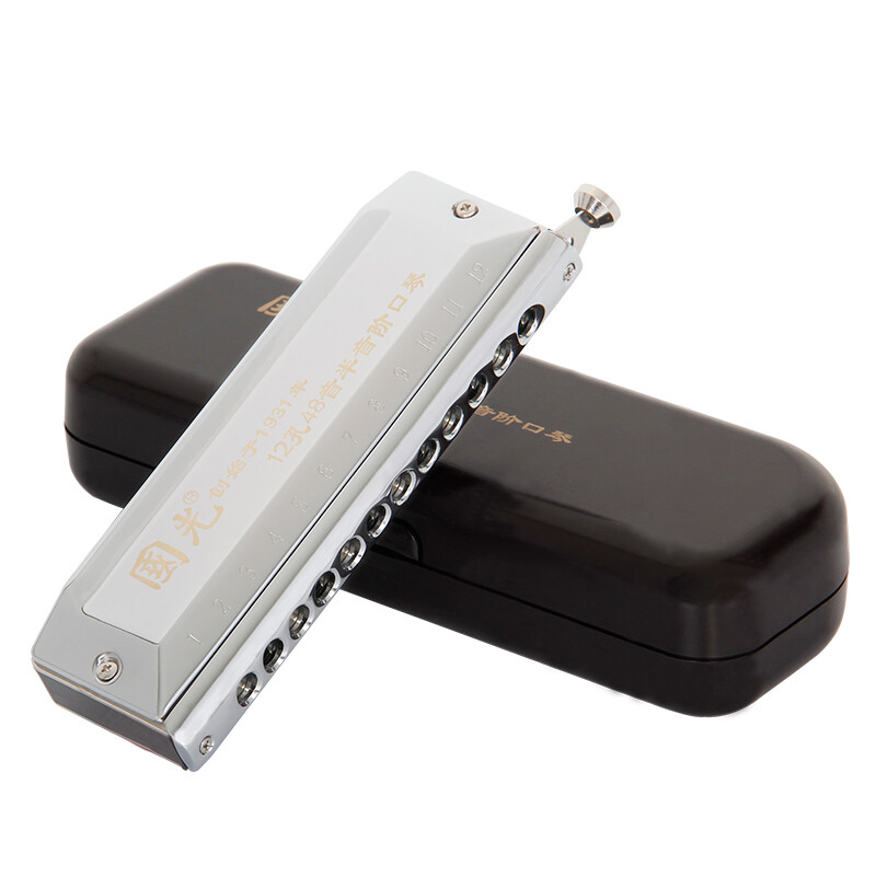 Guoguang 12-hole 48-note round mouthpiece chromatic harmonica (silver)