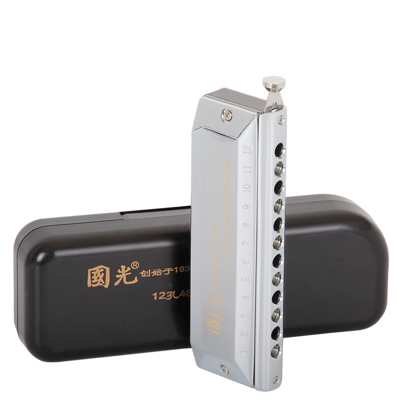 Guoguang 12-hole 48-note round mouthpiece chromatic harmonica (silver)