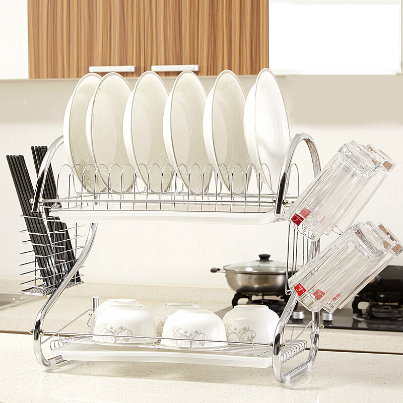Philippine Enjoy 304 Stainless Steel Dish Rack Drain Philippine Enjoy 304 Stainless Steel Dish Rack Drain Double Bowl Kitchen Storage Main Frame Chopsticks Cage Cup Holder