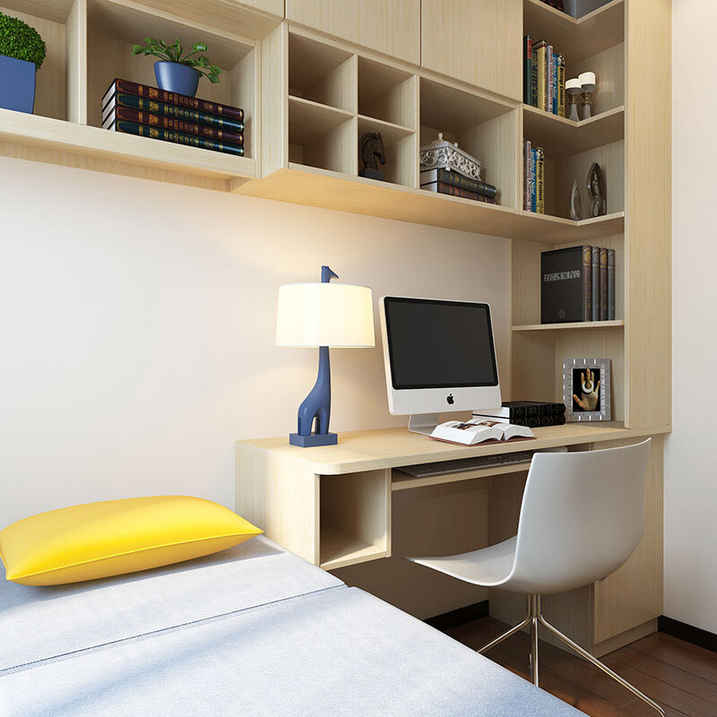 Schneiman whole house customized tatami bed teenager's room modern simple wardrobe bedroom furniture tatami bed bookcase storage cabinet solid wood color/square meter