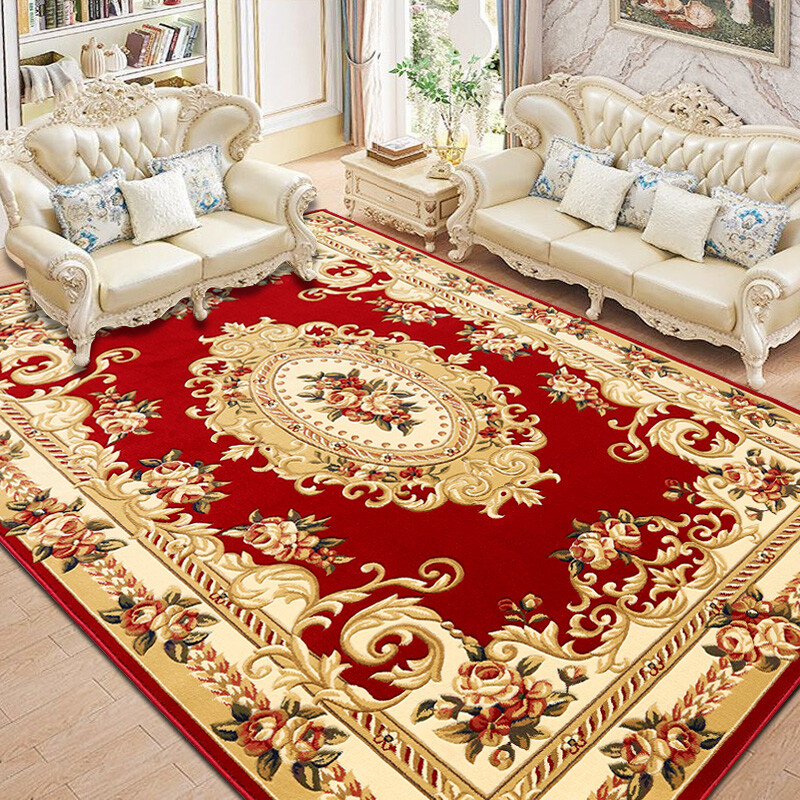 Liyang Carpet Purely handmade three-dimensional cut high-density thickened living room carpet Large bedroom bedside blanket European sofa coffee table blanket LY-55R wine red 1.6 meters x 2.3 meters