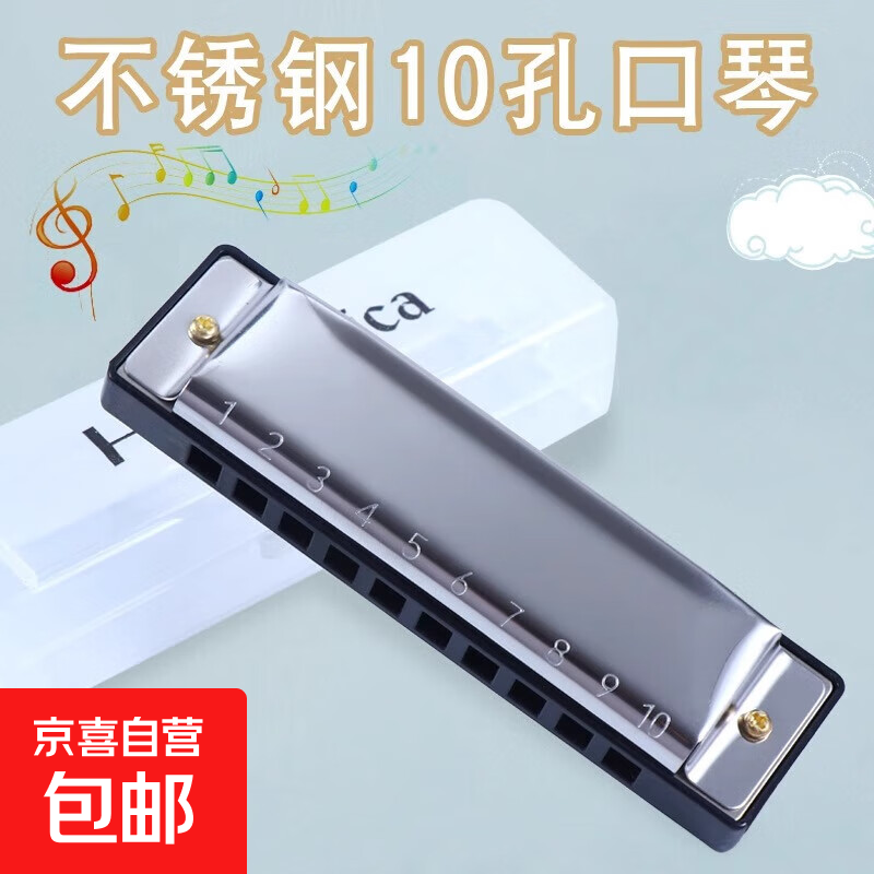 Harmonica, wind instrument, beginner gift, student self-taught professional playing gift for children, 10 holes, beginner harmonica 10 holes