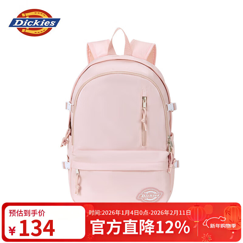Dickies Large Capacity Sports Backpack Computer College Student Commuting Travel Hiking Female Junior High School High School School Bag Pink