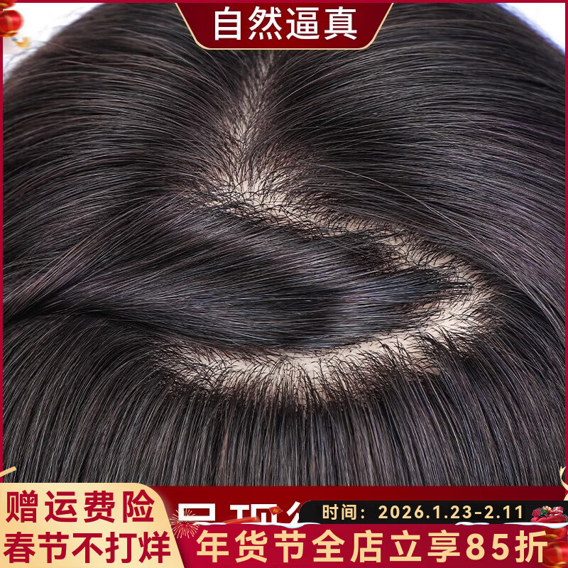 Sky Tree hand-needle wig piece for women to re-hair on top of head to increase hair volume, fluffy to cover white hair, real hair, full human hair wig, double hand-needle 13*15 40CM natural color