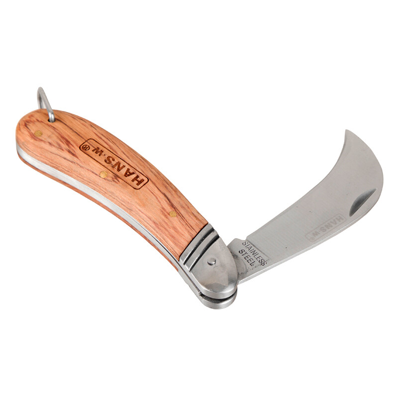 Hans King Taiwan Hans HANS.w Wooden Handle Electrician's Knife Electrician's Knife Scimitar Wire Knife Electrician's Scissors Curved Blade
