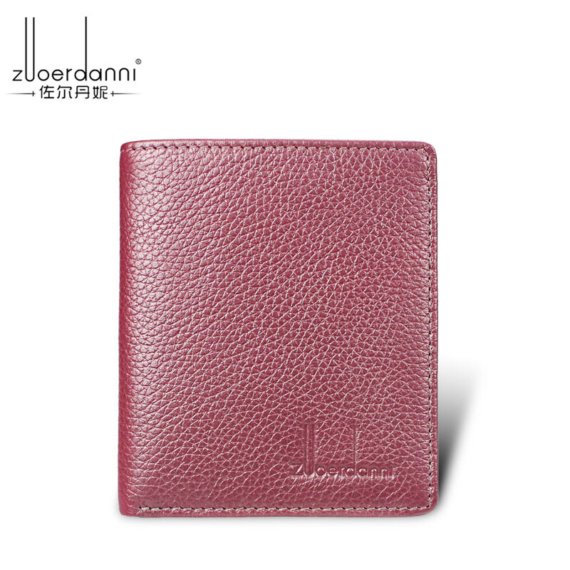 Zordani Women's Wallet Short Ultra-Thin First Layer Cowhide Coin Purse Student Folding Card Holder Wallet A285 Yellow